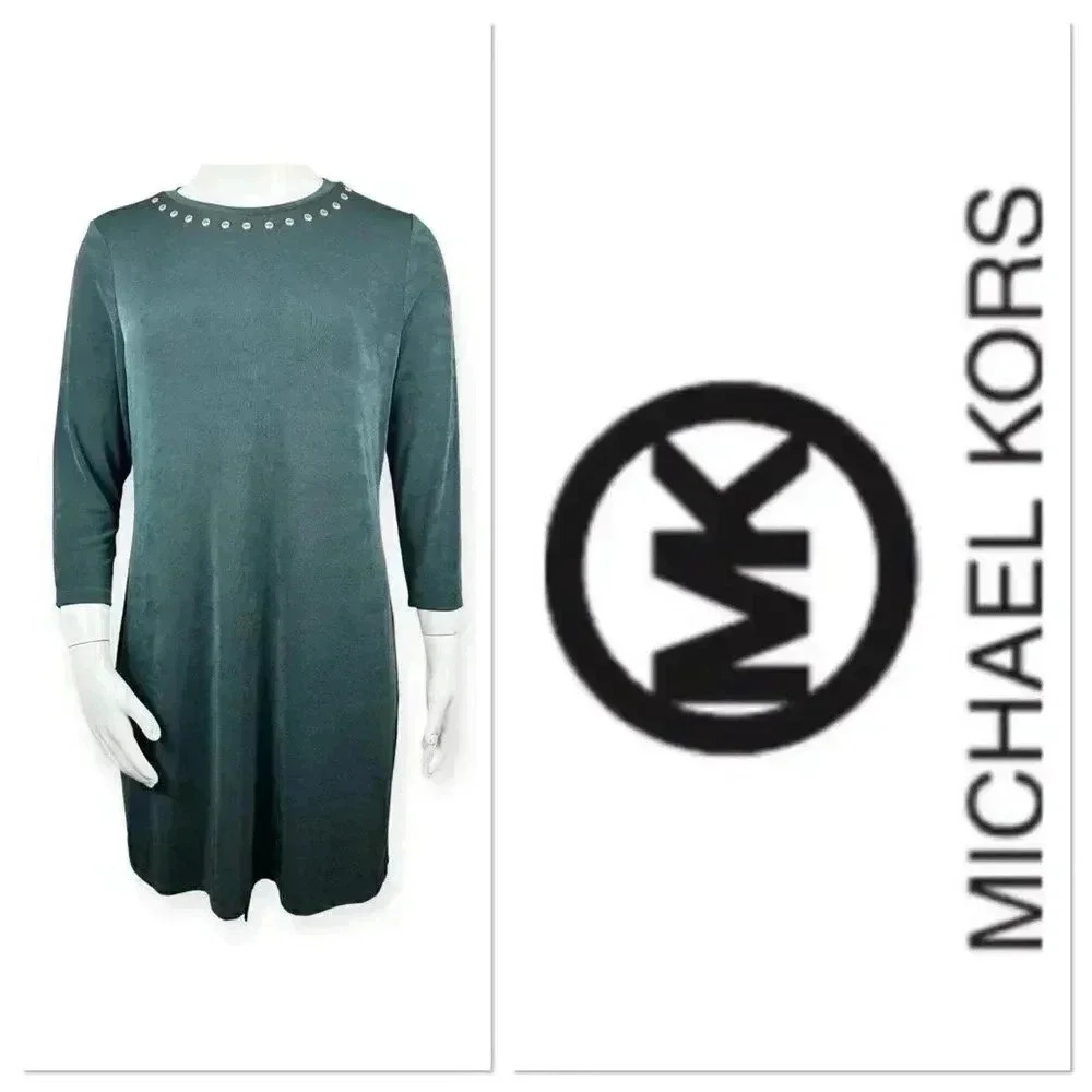 Michael Kors emerald green dress with gold stud details size Xlarge